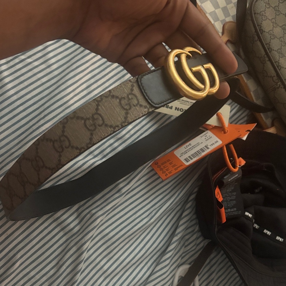 Gucci women Gold and Brown Monogram Belt